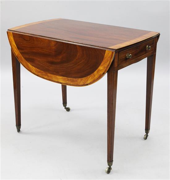 A George III satinwood banded mahogany Pembroke table, W.2ft 8in. H.2ft 4in.